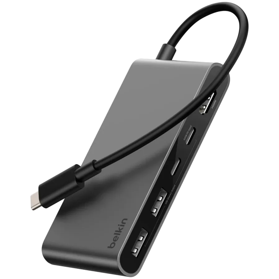 Adaptor BELKIN 5-Port USB-C cu două porturi USB-C, Space Gray – photo 4