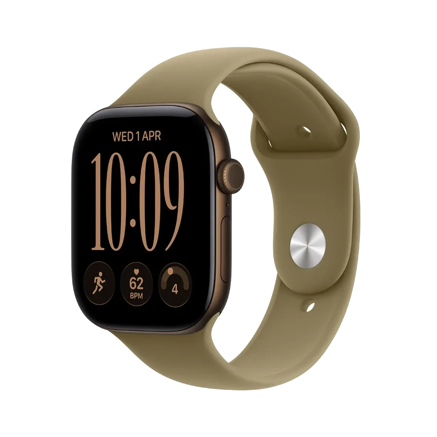 Apple Watch Series 12 GPS,  Olive Sport Band, M/L, 46мм, Dark Bronze – photo