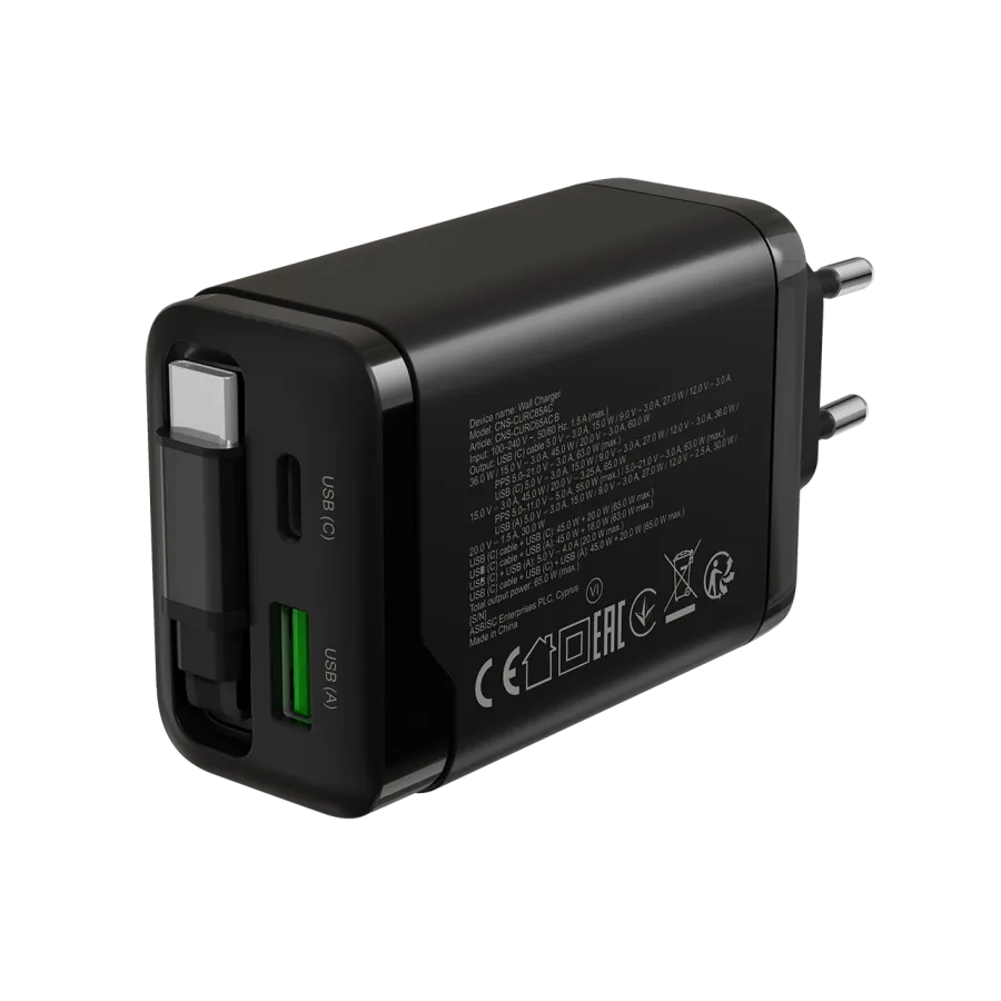 photo 6 - CANYON Адаптер питания OnCharge 65RC 3*USB/USB-C USB Тип A, USB Тип C, USB Тип C, 65 Вт