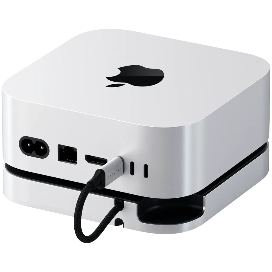 photo 2 - Подставка и хаб SATECHI для Mac Mini M4 с корпусом для SSD, Серебристый