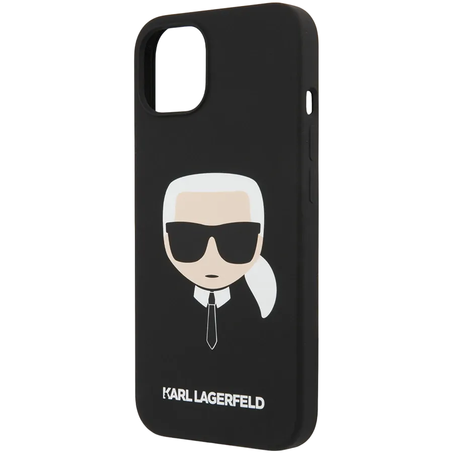 photo 1 - LAGERFELD Қаптар Liquid silicone Karl's Head Қара for iPhone 13 mini