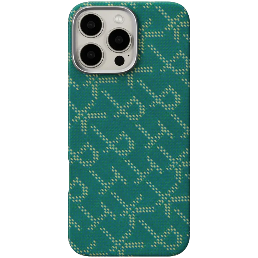 photo 1 - PITAKA Чохол Tactile Woven Monogram Green/Gold для iPhone 16 Pro