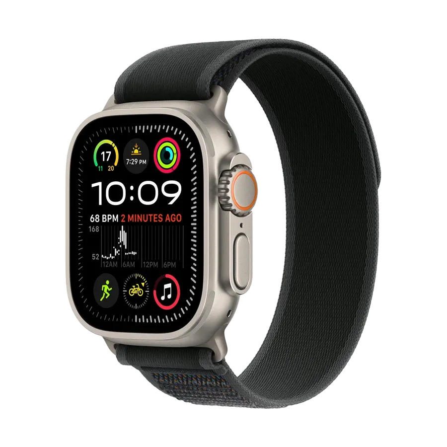 photo 2 - Apple 49mm Trail Loop - Natural Titanium Finish Band for Apple Watch 44/45/46/49 mm, Size S/M, Black