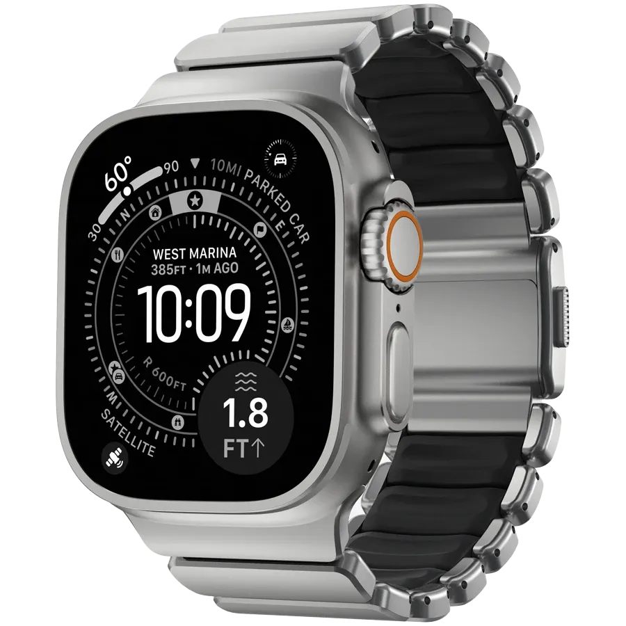 photo 2 - NOMAD Band Extension for Apple Watch 42/44/45/49 mm, Natural Titanium/Black