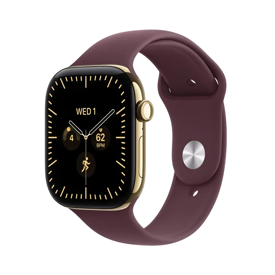 Apple Watch Series 12 GPS + Cellular,  Burgundy Sport Band, M/L, 42mm, Radiant Gold – photo 1