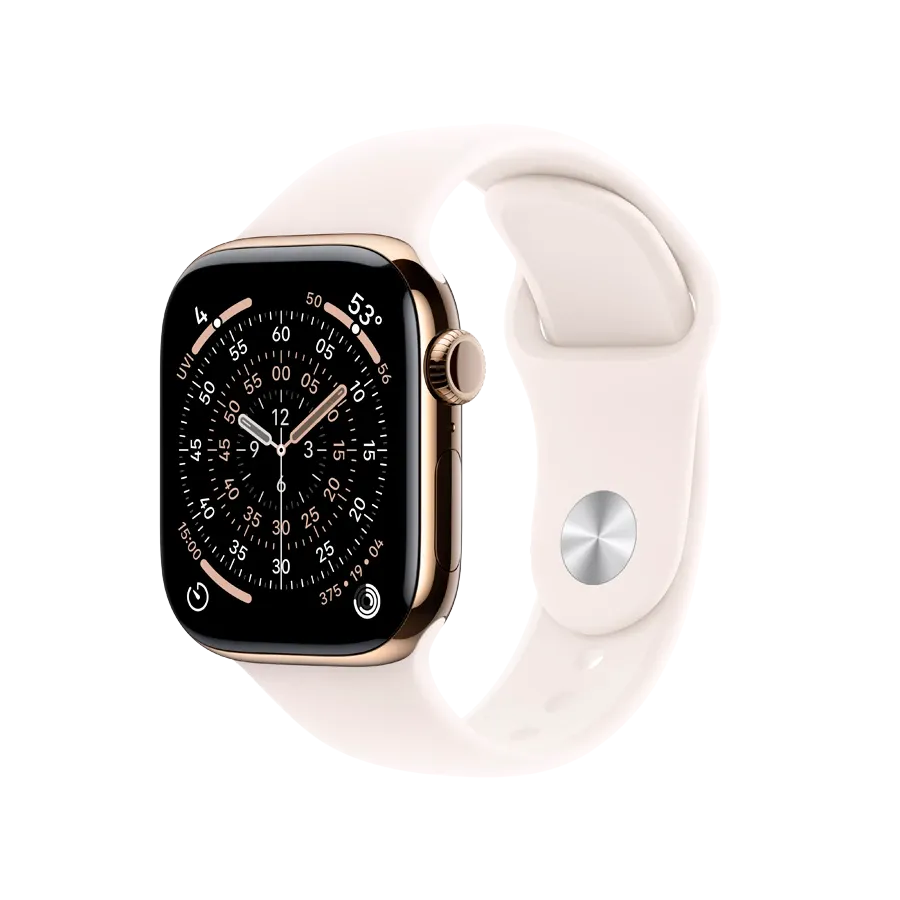 photo 1 - Apple Watch Series 11 GPS + Cellular,  Light Blush Sport Band, S/M, 42mm, Gold Titanium