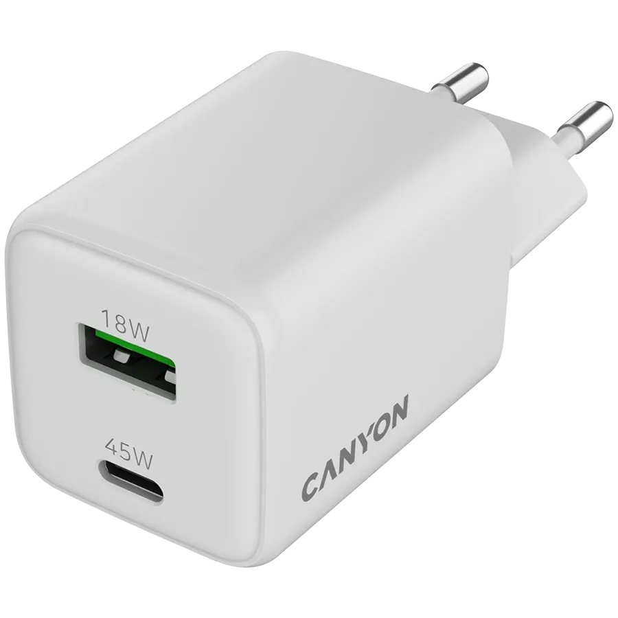 photo 4 - CANYON Адаптер питания 2*USB/USB-C USB Тип C, USB Тип A, 45 Вт