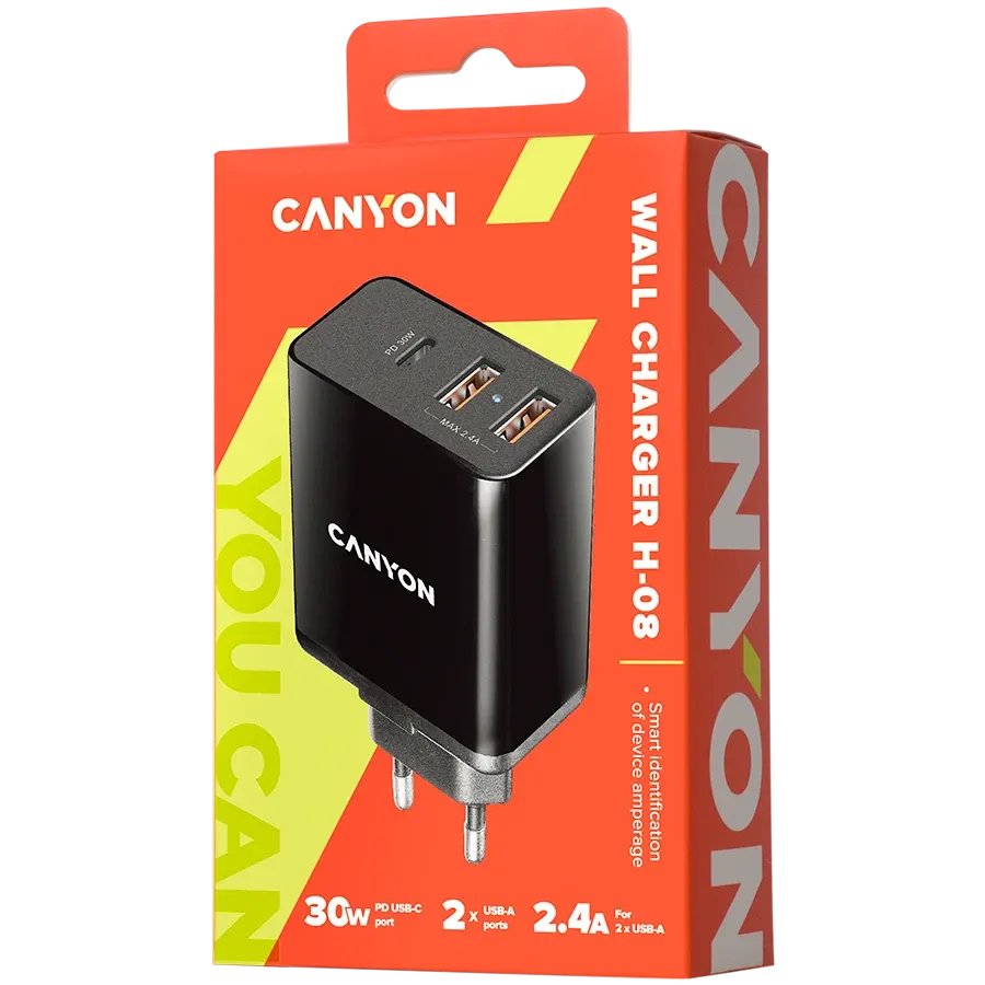 photo 2 - CANYON Адаптер питания H-08 3*USB/USB-C, 42 Вт