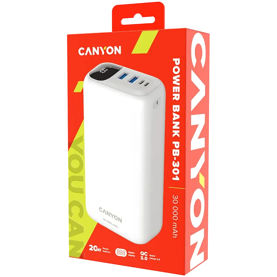 photo 4 - CANYON PB-301 Портативное зарядное устройство, 30000 мА·ч, Li-pol
