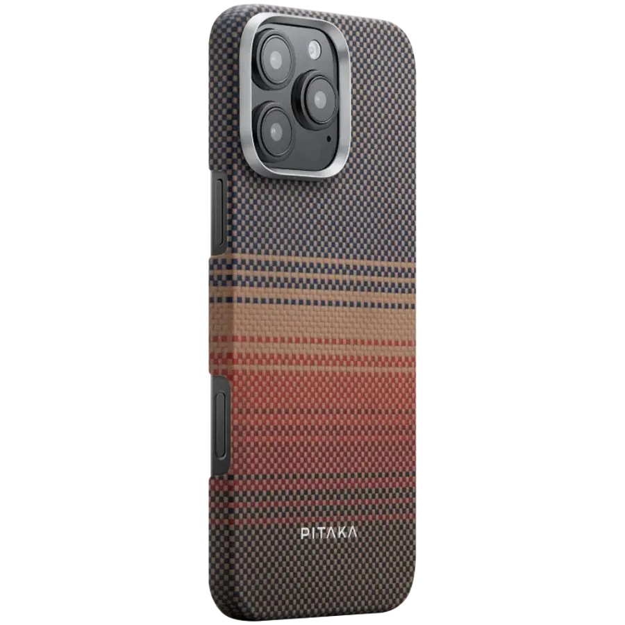 photo - Husă PITAKA Tactile Woven și suport, cu MagSafe pentru iPhone 16 Pro, Sunset