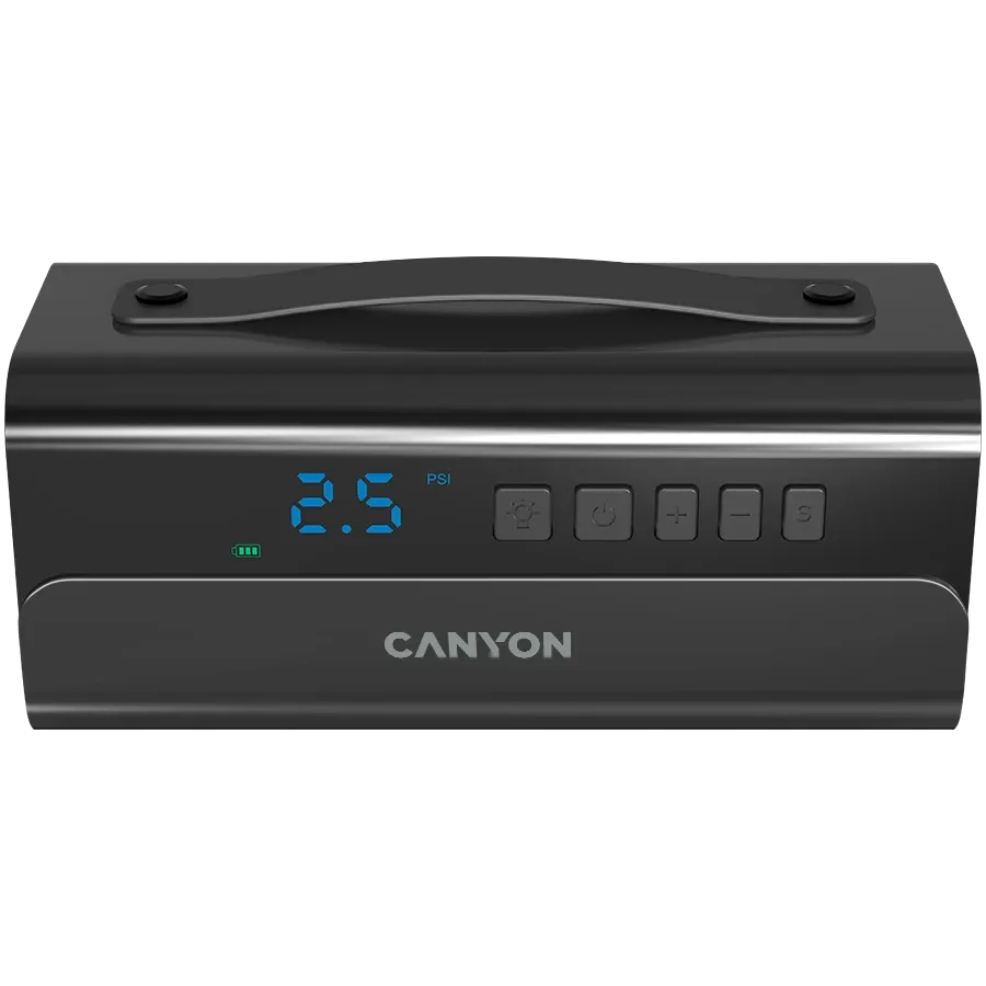 photo - CANYON Rechargeable Electric Air Pump:Vendor device name: AP-118; Battery Capacity: 2000mah; Working Voltage:14.8V; Max Current: 13.5A; Max Pressure: 100PSI; Air flow:38L/Min; Charging: 17.5V 1A charger