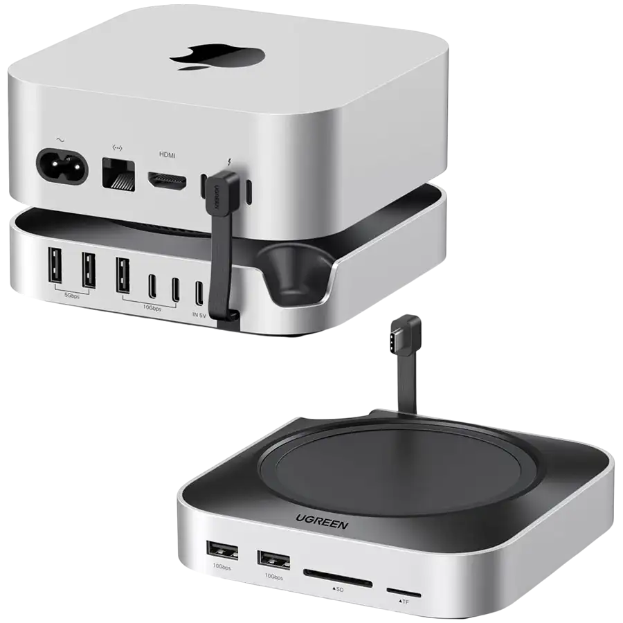 Адаптер UGREEN для Mac mini M4 с NVMe SSD, USB-A, USB-C, Серебристый – photo