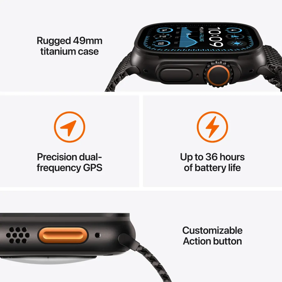 photo 3 - Apple Watch Ultra 2 2024 GPS + Cellular 49mm Black Titanium Case with Black Ocean Band, Model A2986