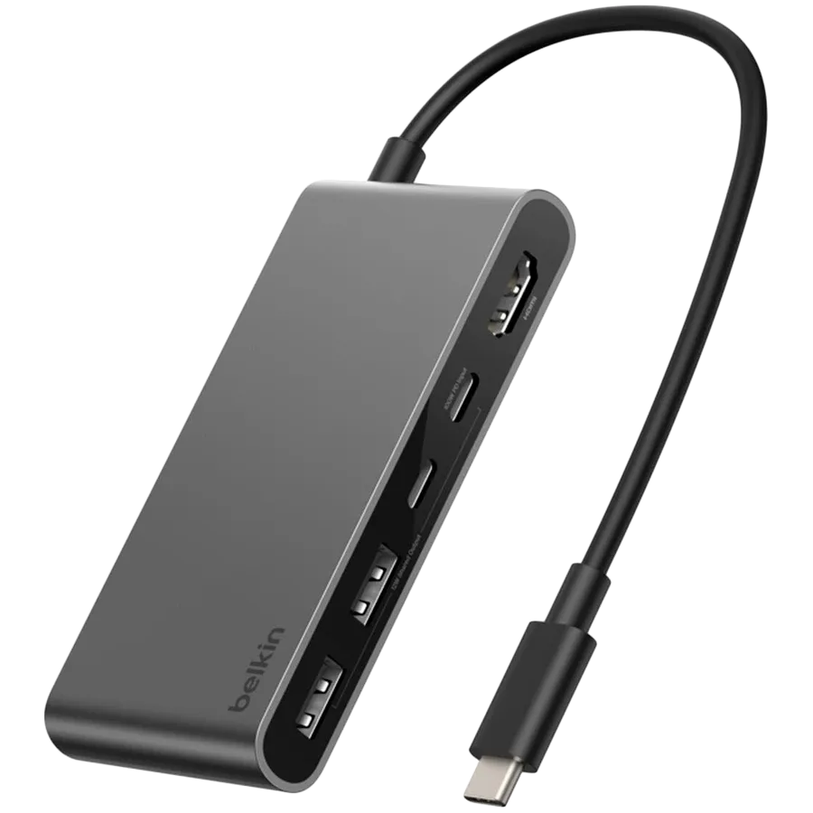 Adaptor BELKIN 5-Port USB-C cu două porturi USB-C, Space Gray – photo 2