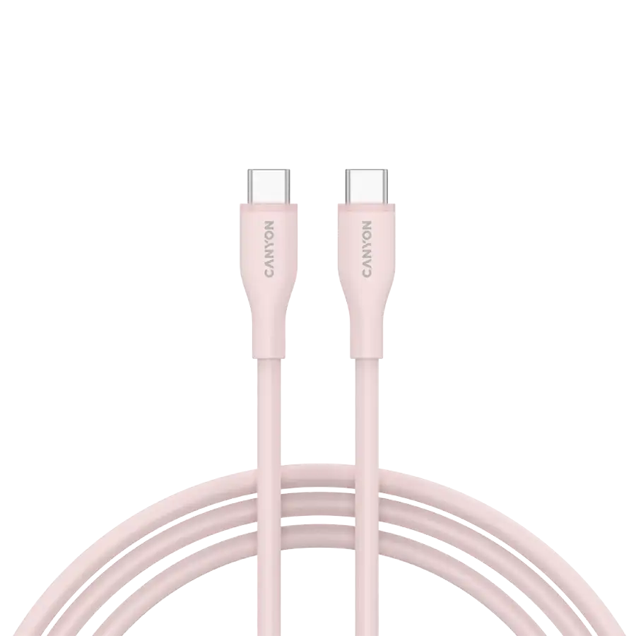 Cablu CANYON USB-C la USB-C, 1m, Pink Sand – photo 1