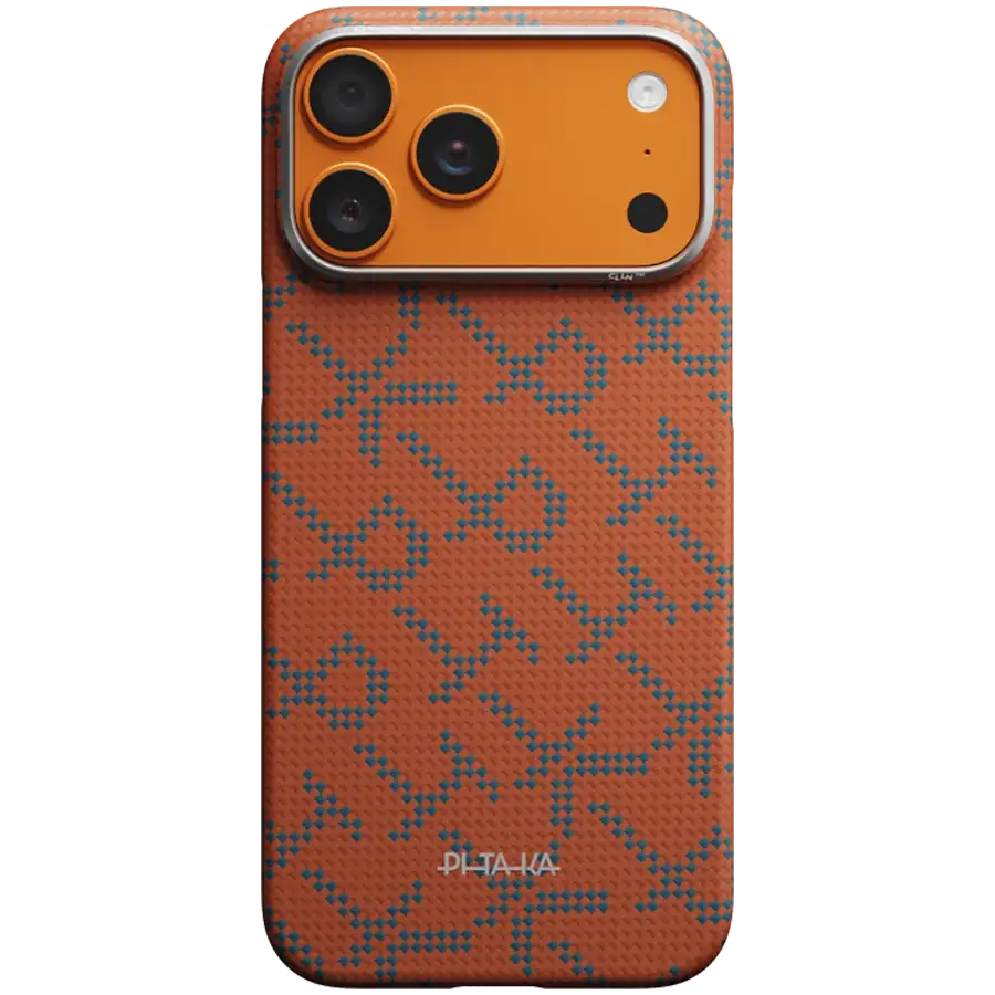 PITAKA Чехол Monogram с MagSafe Синий/Оранжевый для iPhone 17 Pro Max – photo 1
