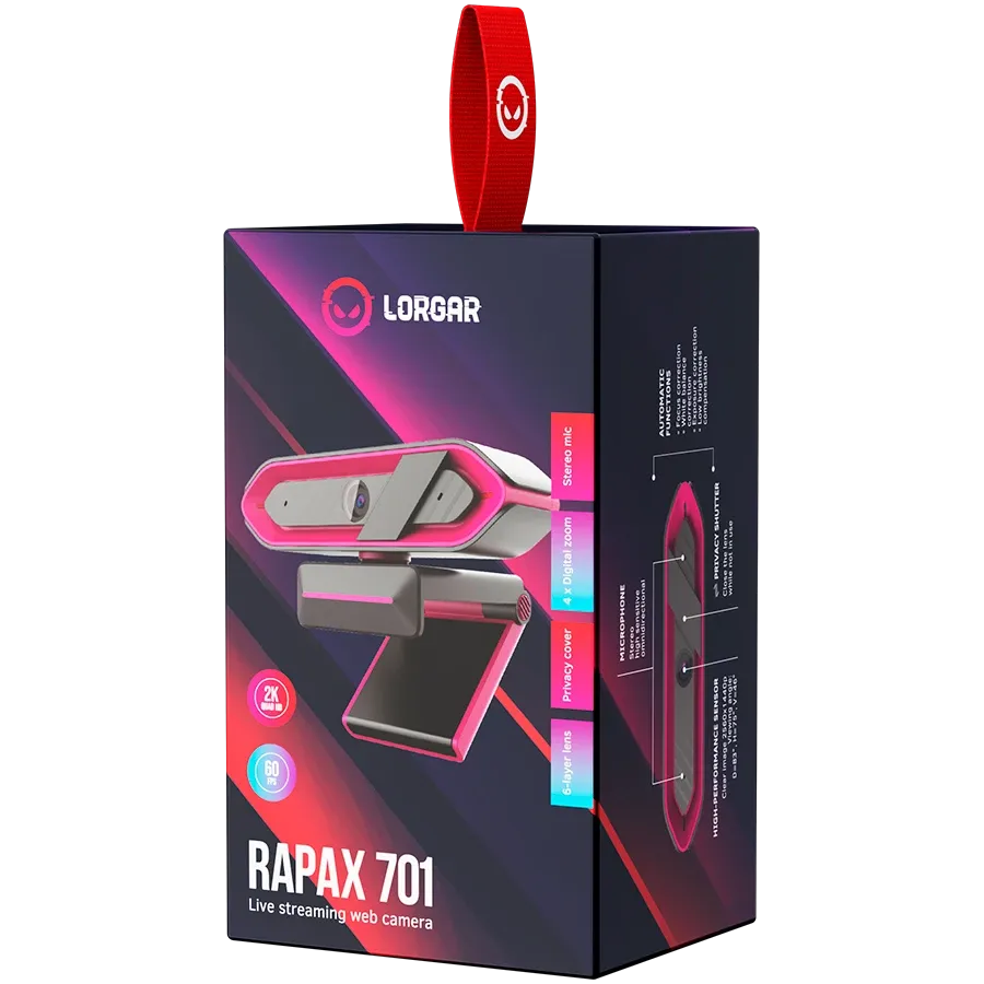 photo 6 - Веб-камера LORGAR Rapax 701 Streaming 2K Pink (LRG-SC701PK)