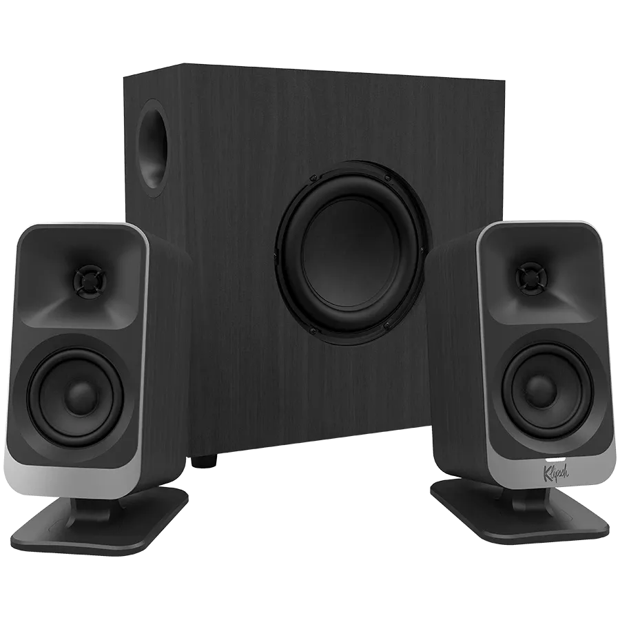photo 1 - Klipsch ProMedia Lumina 2.1 сабвуфері және LED жарықтандыруы бар компьютерлік үндеткіштер, қара