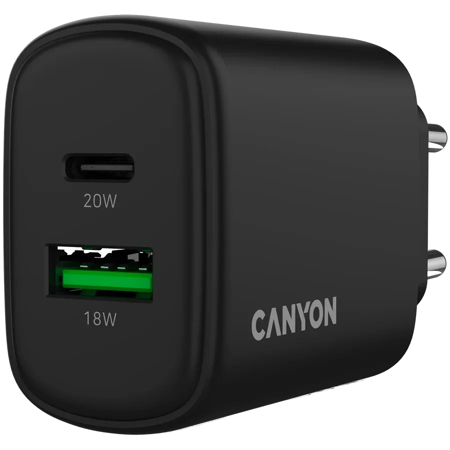 photo 5 - CANYON Адаптер питания OnCharge 200 QC 2*USB/USB-C USB Тип C, USB Тип A, 20 Вт