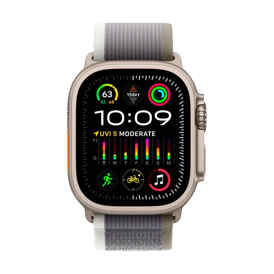 photo 2 - Apple Watch Ultra 2 GPS + Cellular, 49mm Titanium Case with Green/Grey Trail Loop - S/M, Model A2986