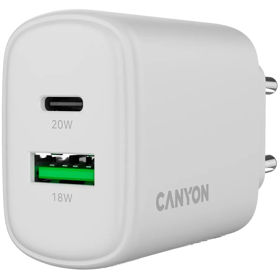 photo 5 - CANYON Адаптер питания OnCharge 200 QC 2*USB/USB-C USB Тип C, USB Тип A, 20 Вт