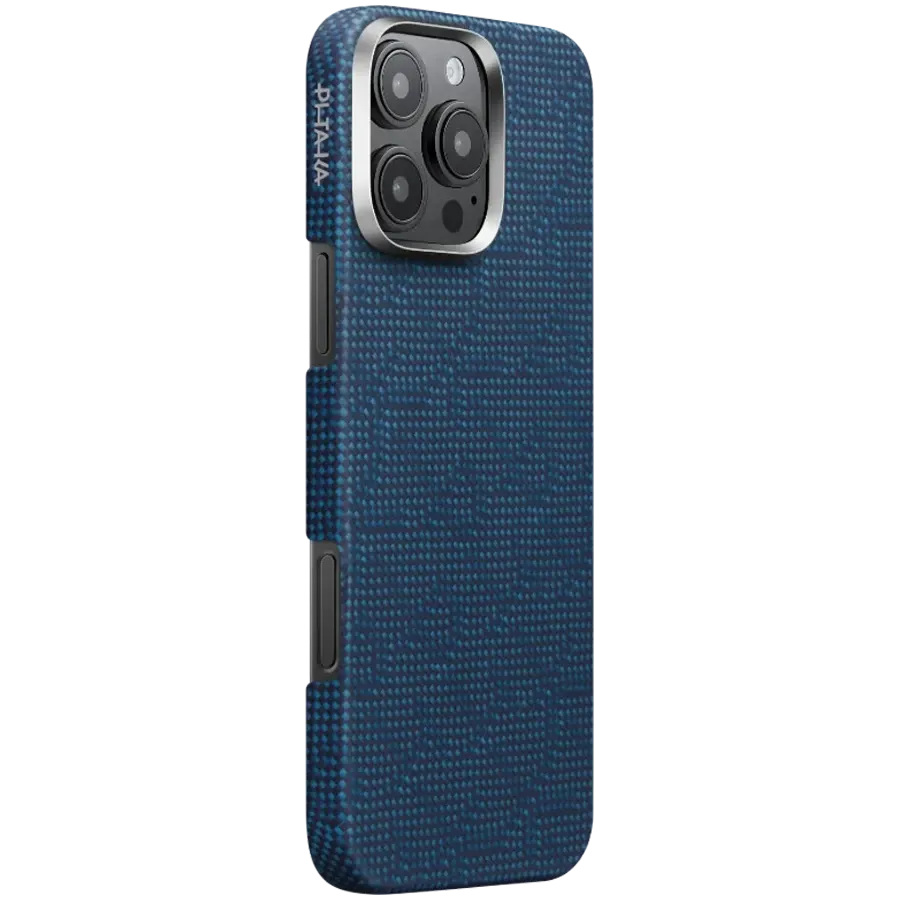photo - Pitaka Tactile Woven Monogram Dark Blue for iPhone 16 Pro (KI1603PTK)