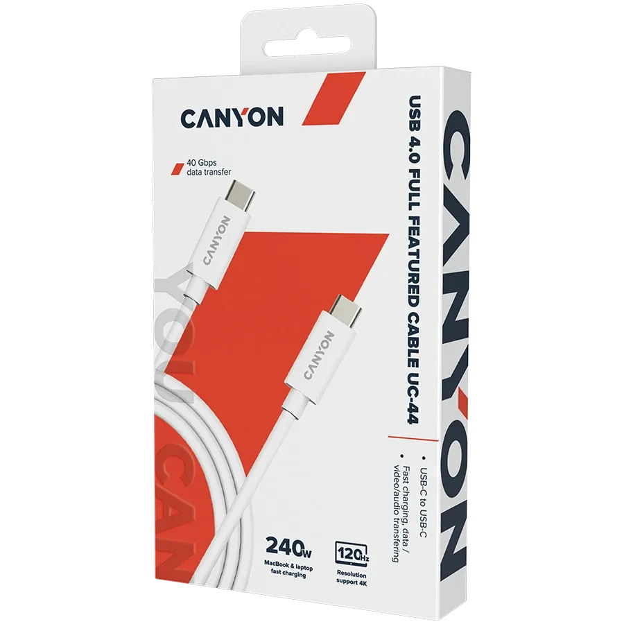 photo 2 - Кабель CANYON UC-44 USB-C на USB-C, 1м, Белый