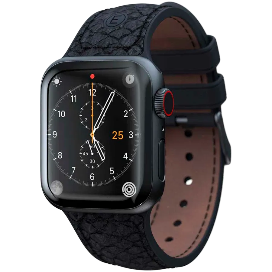 photo - NJORD Salmon Leather Strap for Apple Watch 44/45 mm, Dark Gray