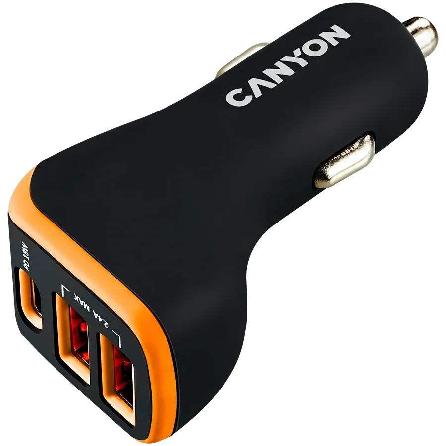 photo 1 - CANYON Автомобильный адаптер C-08 3*USB/USB-C, 18 Вт