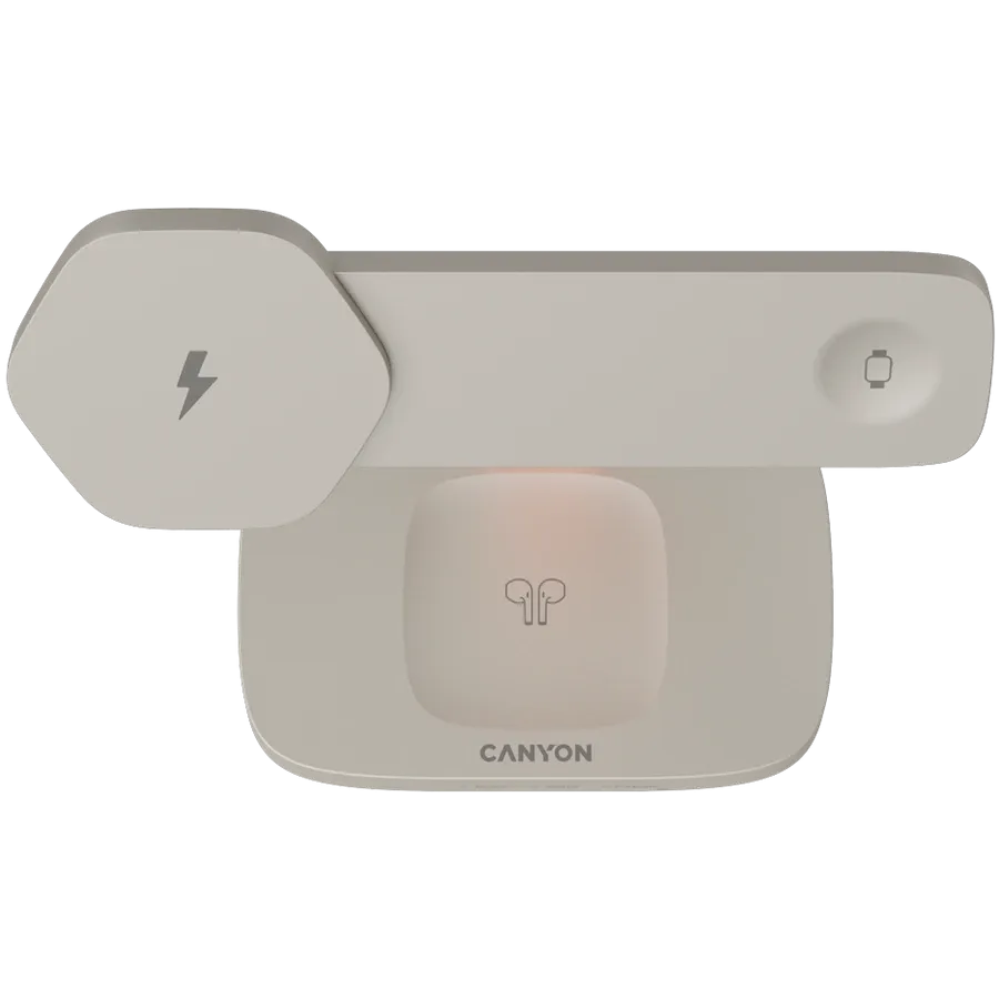 photo 3 - Беспроводное зарядное устройство CANYON Hexagon 310, 15 Вт, Light Grey