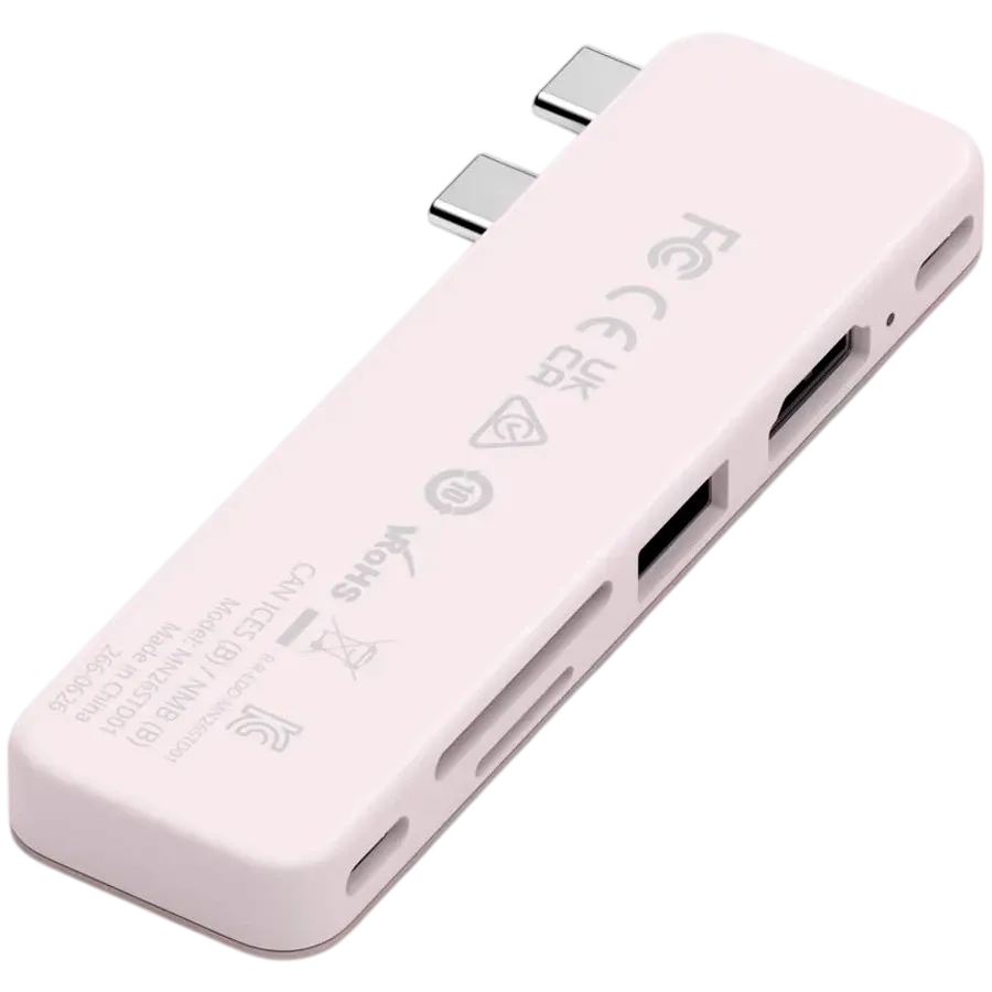 Adaptor multiport Satechi Snap USB‑C 6-in-1 pentru MacBook Neo, Blush – photo 4
