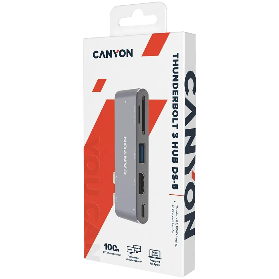 photo 5 - Хаб CANYON для MacBook 7в1: USB-C Power Delivery 100 Вт (CNS-TDS05B)