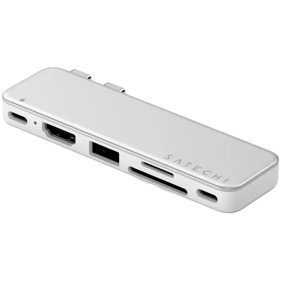 Многопортовый адаптер Satechi Snap USB‑C 6-в-1 для MacBook Neo, Серебристый – photo 1