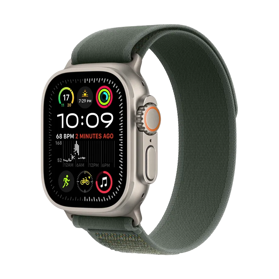photo 2 - Apple 49mm Trail Loop - Natural Titanium Finish Band  for Apple Watch 44/45/46/49 mm, Size S/M, Green