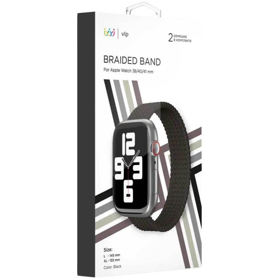 photo 2 - VLP BRAIDED BAND Бау үшін Apple Watch 38/40/41 mm, Өлшемі L/XL, Қара