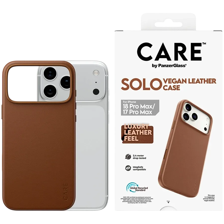 Чехол PANZERGLASS Solo из экокожи с MagSafe для iPhone 17 Pro Max/18 Pro Max, Коричневый – photo 1