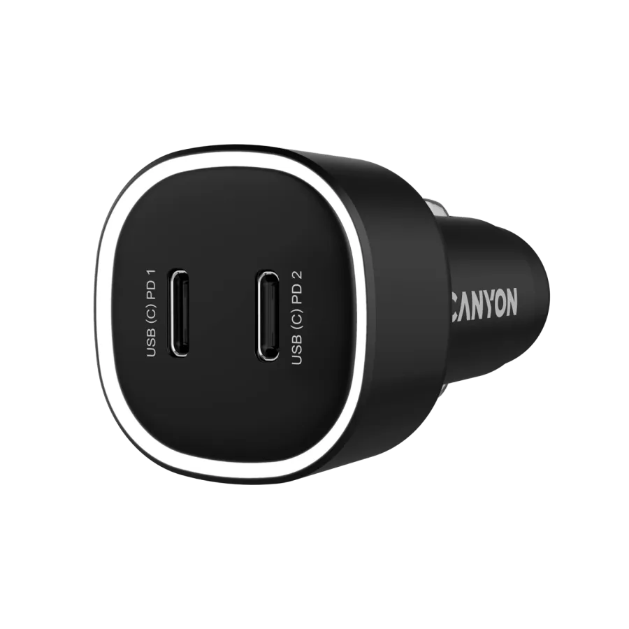 photo 2 - Автомобильный адаптер CANYON USB-C, 60 Вт, Чёрный