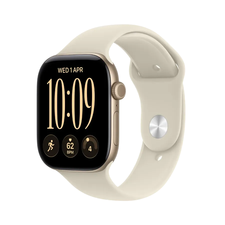 Apple Watch Series 12 GPS,  Sand Sport Band, M/L, 46мм, Light Gold – photo