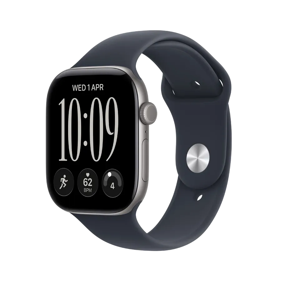 Apple Watch Series 12 GPS,  Navy Blue Sport Band, M/L, 46мм, Серый космос – photo