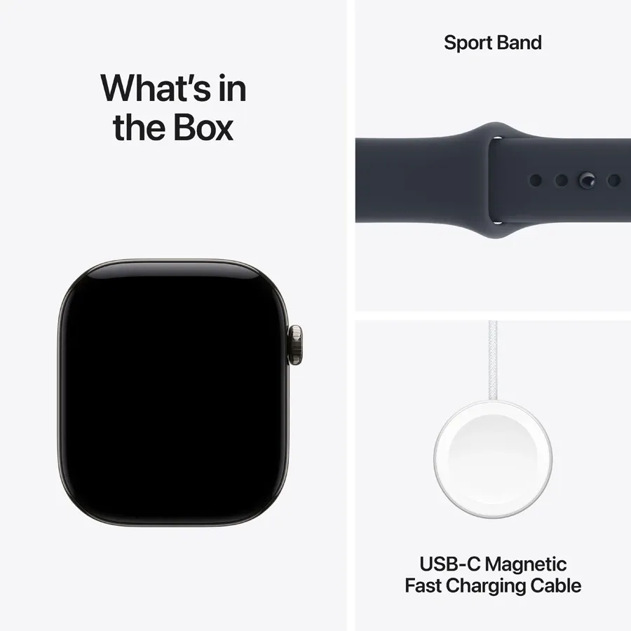 Apple Watch Series 12 GPS + Cellular,  Navy Blue Sport Band, M/L, 46мм, Natural Titanium – photo 7