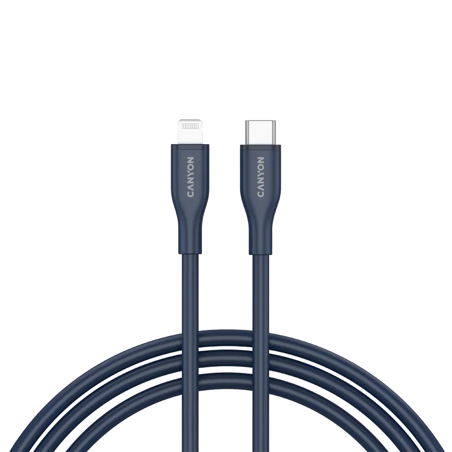 photo 1 - Кабель CANYON CLNM60 USB-C на Lightning, 1м, Тёмно-синий