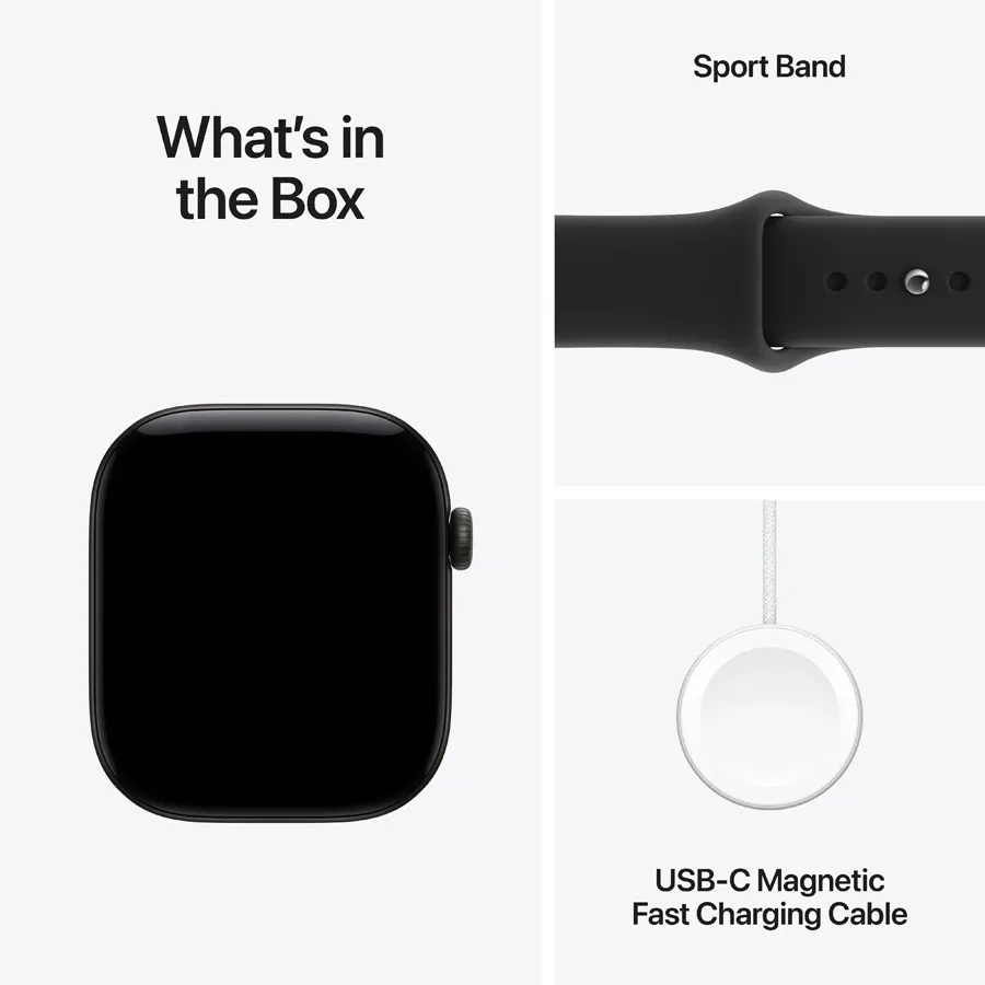 Apple Watch Series 12 GPS + Cellular, Черный спортивный ремешок, M/L, 42мм, Чёрный – photo 7