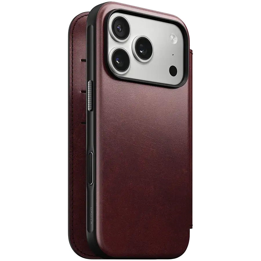 Чехол NOMAD Leather Folio Modern Horween cu MagSafe pentru iPhone 17 Pro Max, Burgundy – photo 1