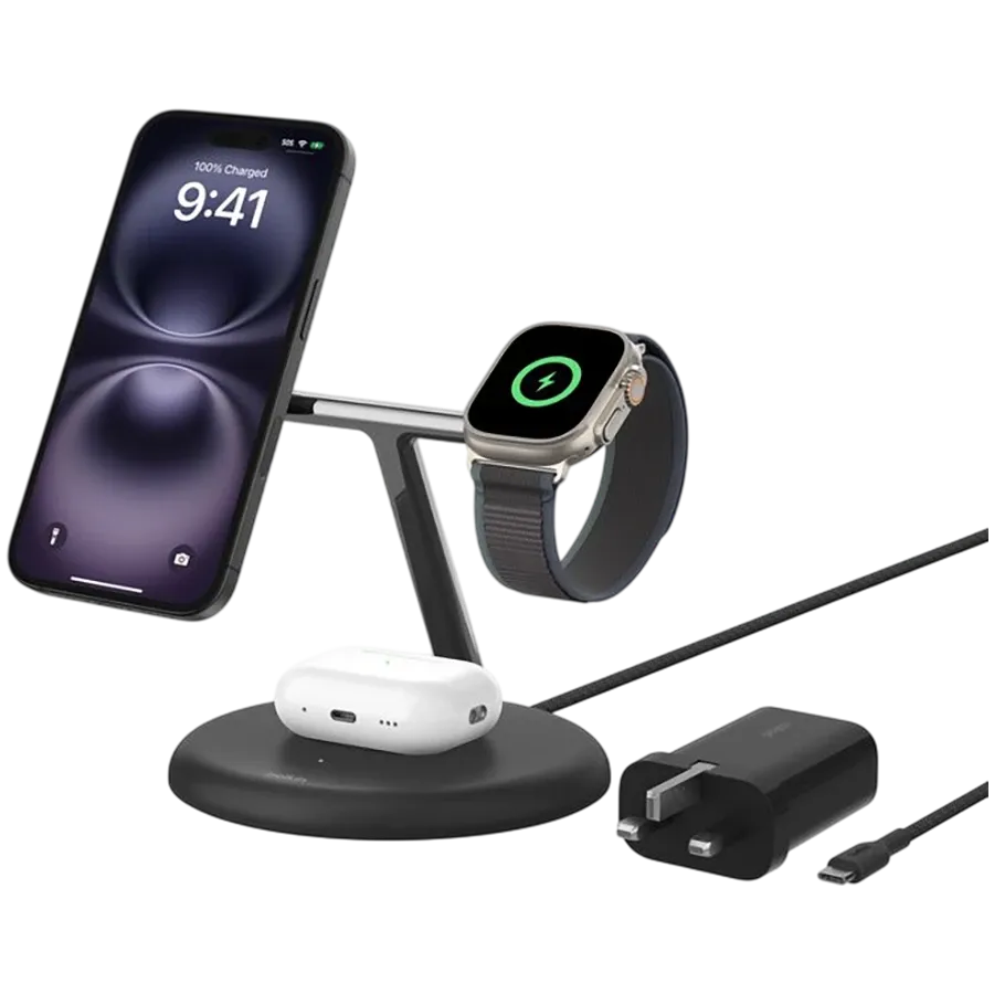 photo 1 - Индукционная зарядка BELKIN BoostCharge Pro 3-in-1 Magnetic, 15 Вт