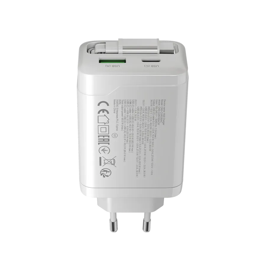 photo 6 - CANYON Адаптер питания OnCharge 65RC 3*USB/USB-C USB Тип A, USB Тип C, USB Тип C, 65 Вт