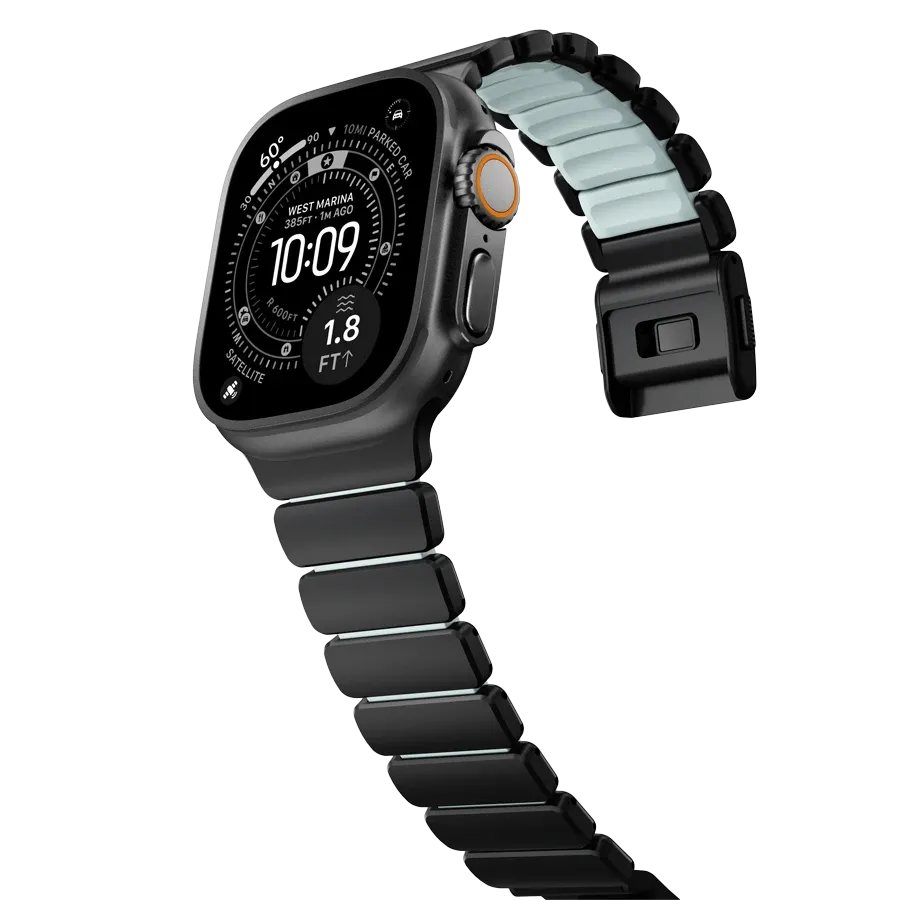 photo 3 - NOMAD Stratos Band for Apple Watch 44/45/46/49 mm, Black/Icy Blue Glow