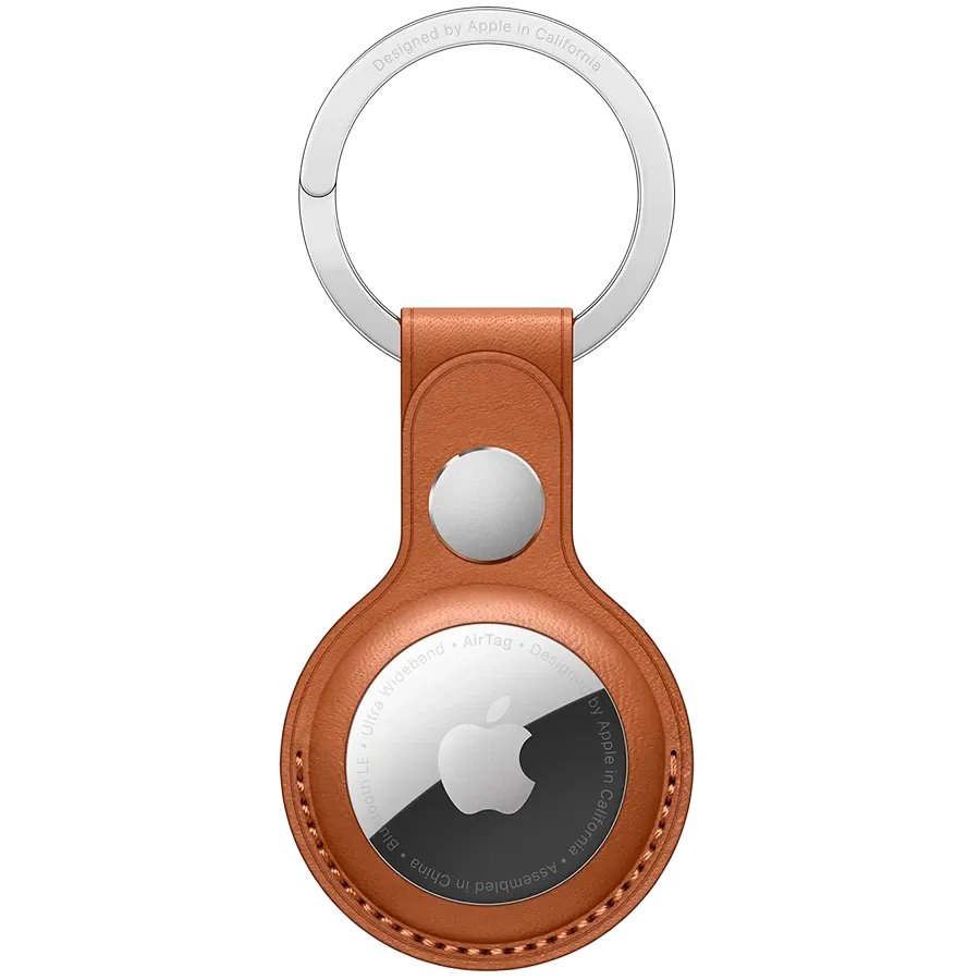 photo - AirTag Leather Key Ring - Saddle Brown