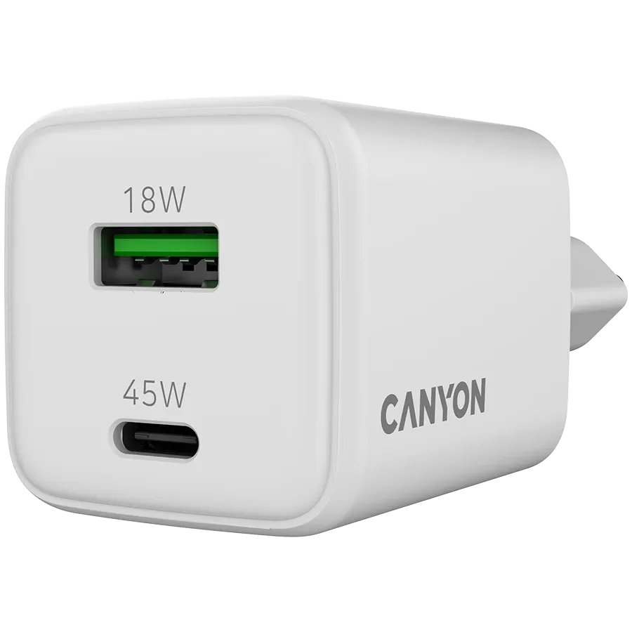 photo 5 - CANYON Адаптер питания 2*USB/USB-C USB Тип C, USB Тип A, 45 Вт