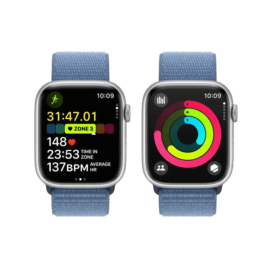 Apple Watch Series 9 GPS, Winter Blue Sport Loop, 45мм, Серебристый – photo 8