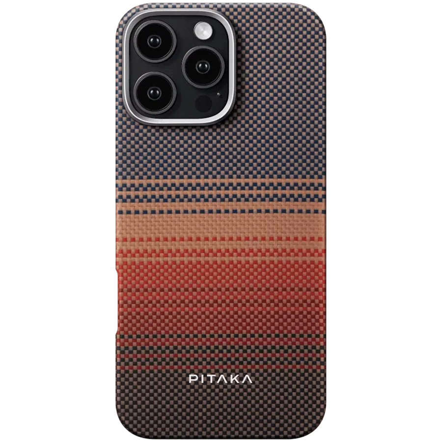 photo - PITAKA Захисний чохол Tactile Woven with MagSafe Теплий захід для iPhone 16 Pro
